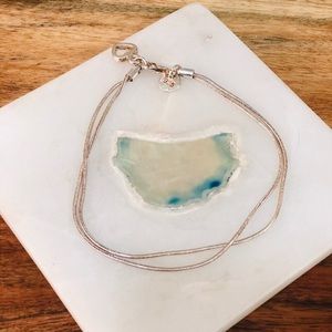 Double chain 925 bracelet / anklet w/heart charm